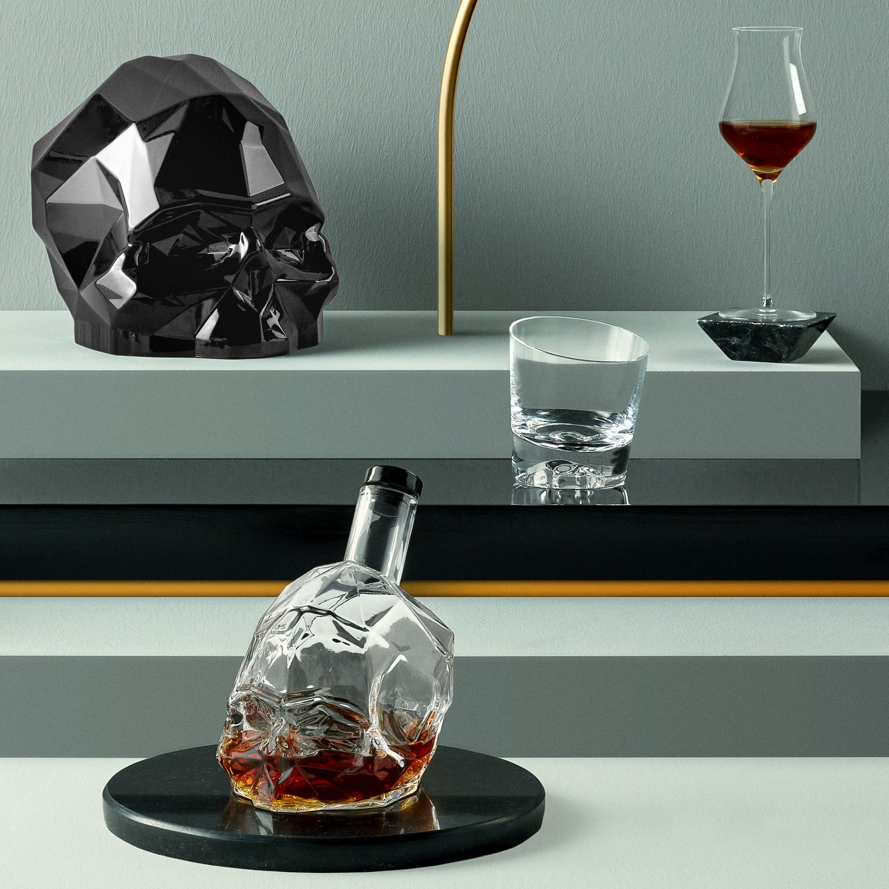 Memento Mori Whiskey Glasses | Clear Crystal | Set of 2
