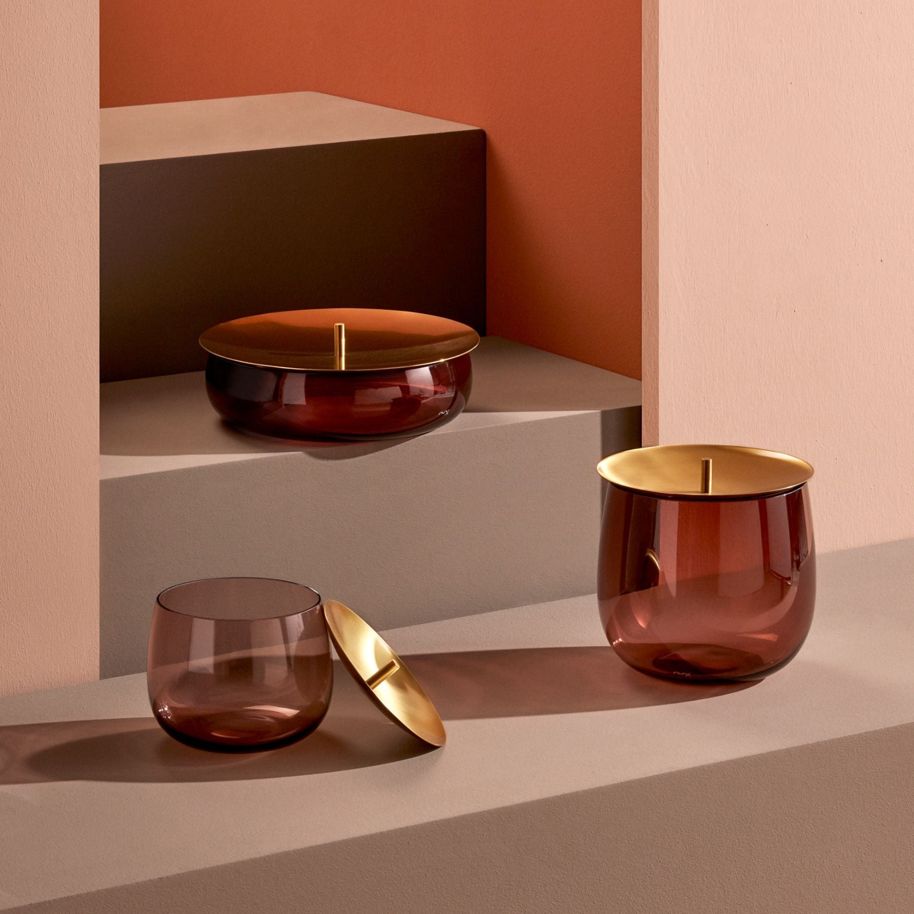 Beret Storage Box With Brass Lid - Small | Clear Crystal/Brass