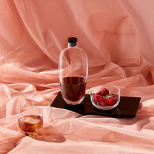 Malt Whisky Bottle With Wooden Tray - Tall | Clear Crystal/Wood