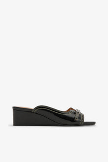 Naplack Wedge Mule Sandal in | Black
