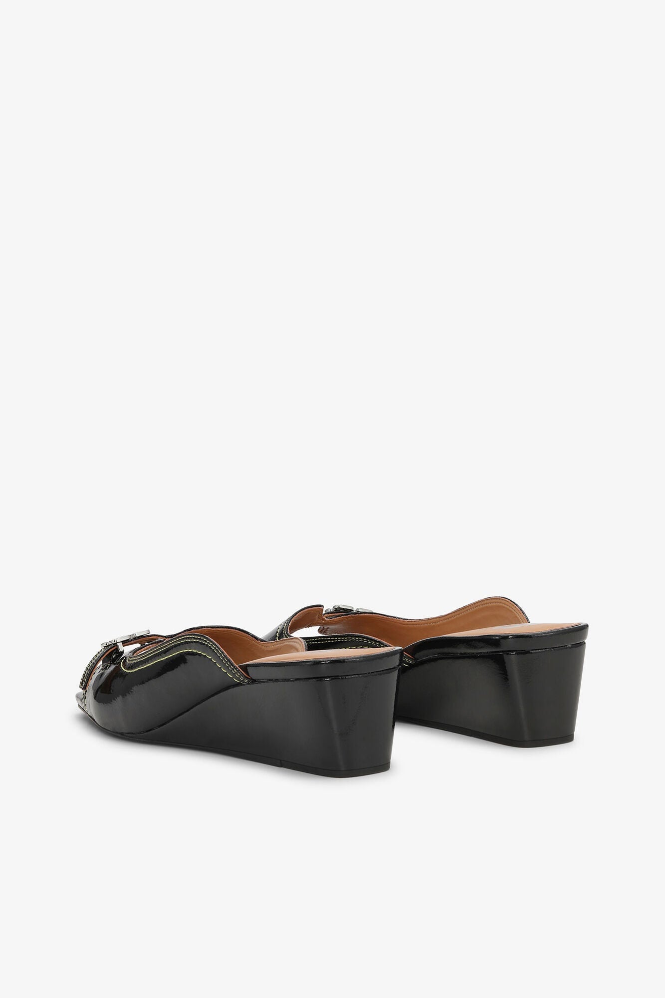 Naplack Wedge Mule Sandal in | Black