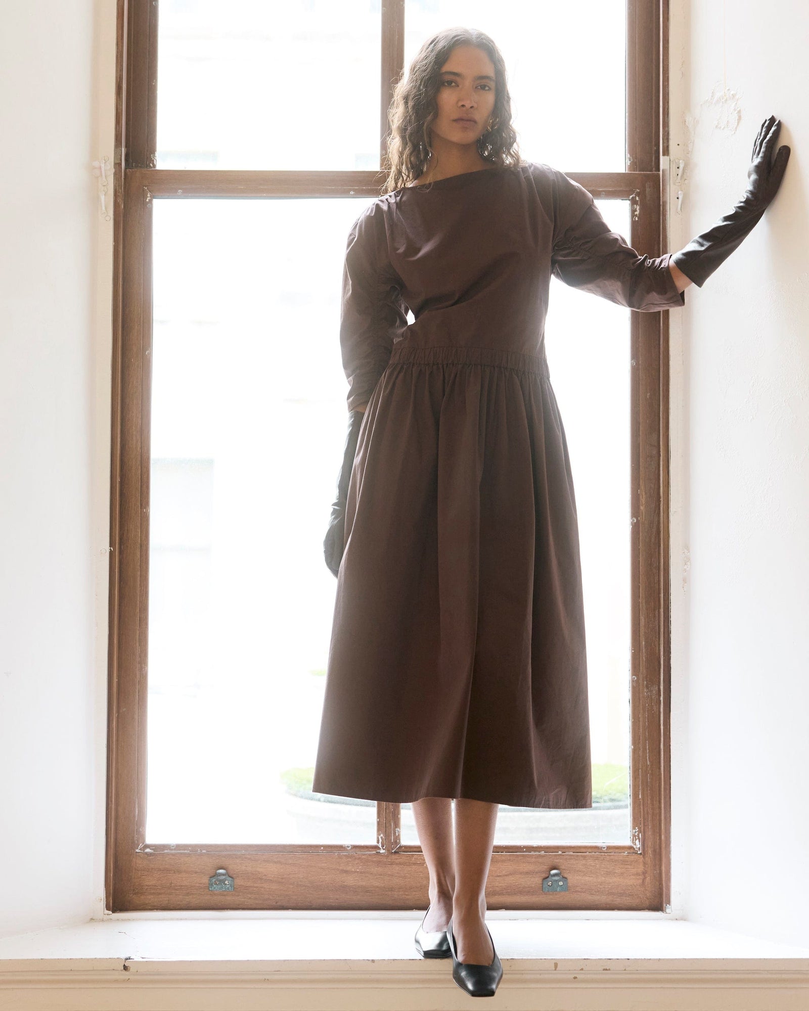 Summer | Natalia Cotton Ruched-Detail Dress in Size Small