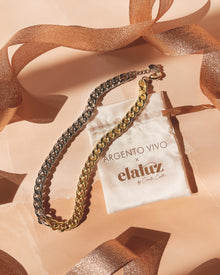 The Double Flash Two Tone Chain Necklace (Elaluz X Argento Vivo) | Two-Tone