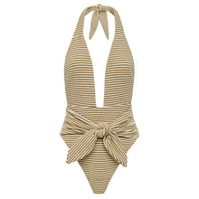 Women | Tropez Tie-Up One-Piece | Neutral Stripe
