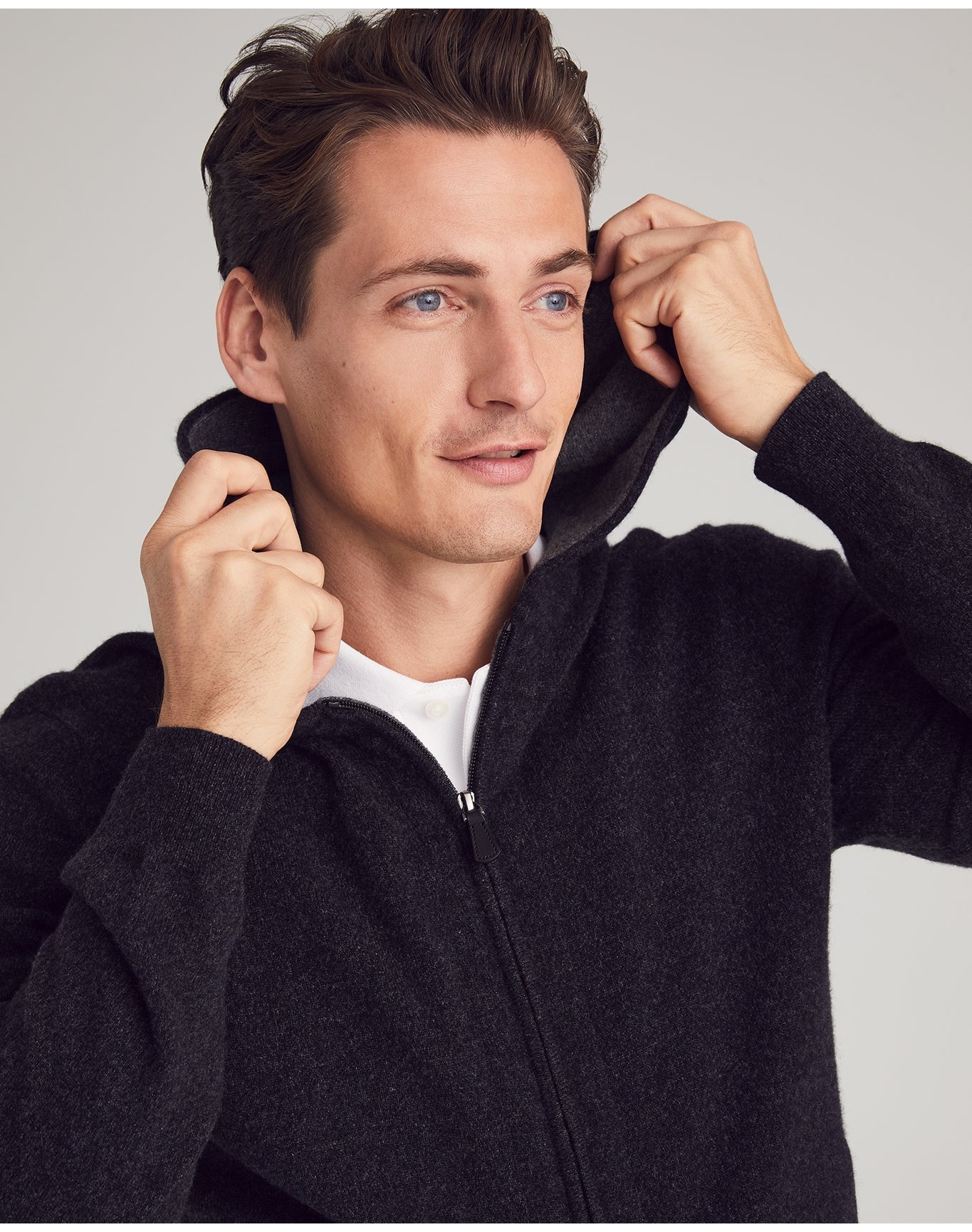 Nomad1942 | Men | Stuyvesant Zip Cashmere Hoodie | Charcoal