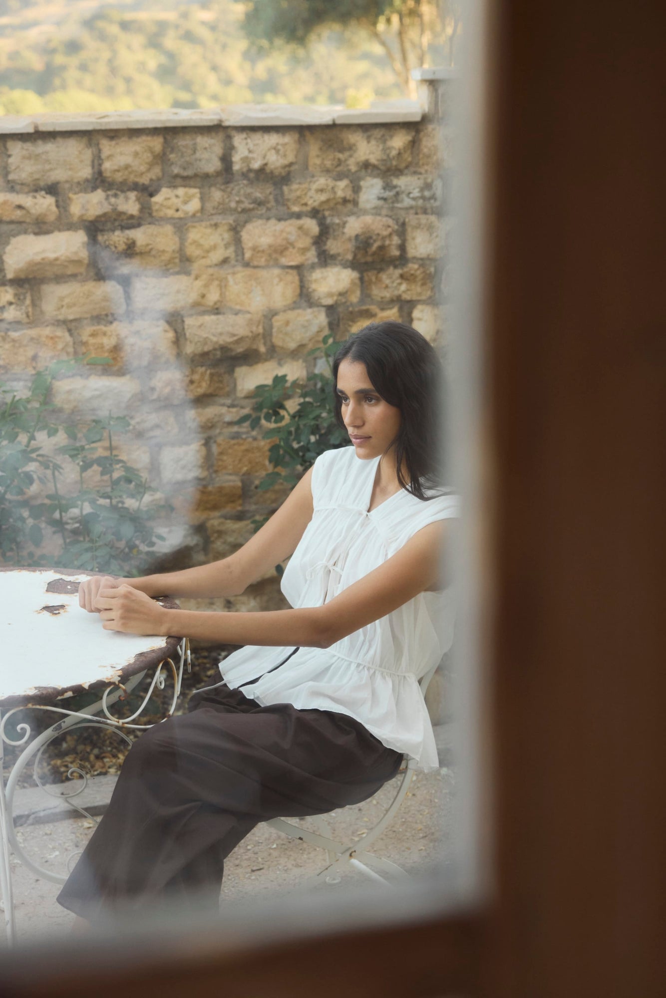 Aya | Garima Shirred Organic Cotton Pant in Size Small