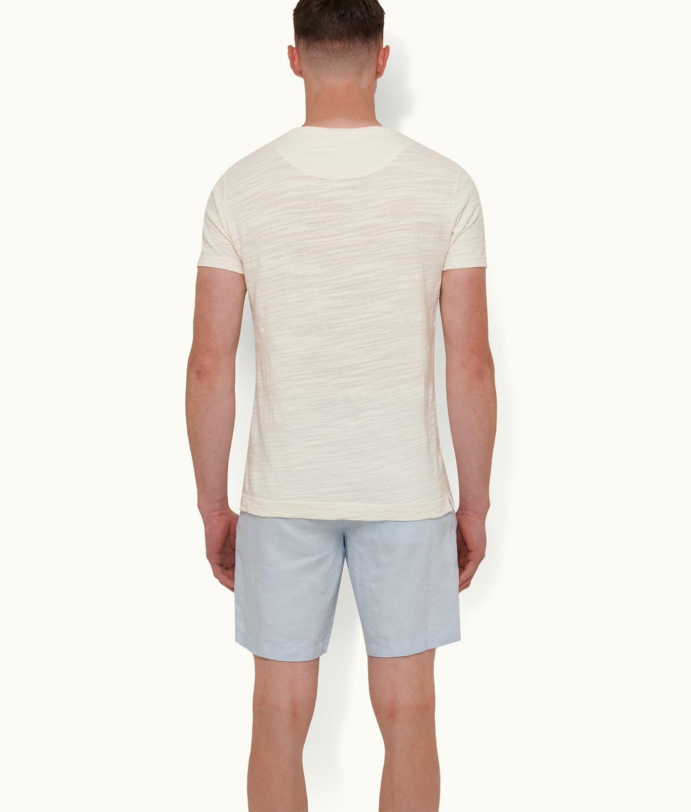 Norwich Linen Tailored Fit O.B Stripe Linen Shorts | Ice Blue