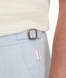 Norwich Linen Tailored Fit O.B Stripe Linen Shorts | Ice Blue