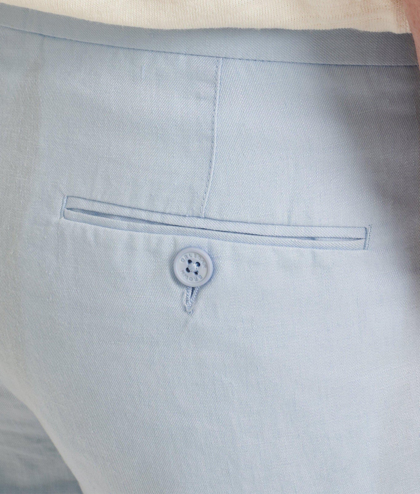 Norwich Linen Tailored Fit O.B Stripe Linen Shorts | Ice Blue