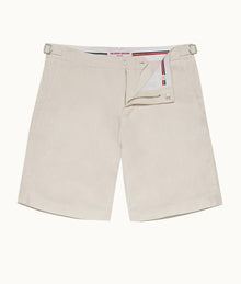 Norwich Linen Tailored Fit O.B Stripe Linen Shorts | White Sand