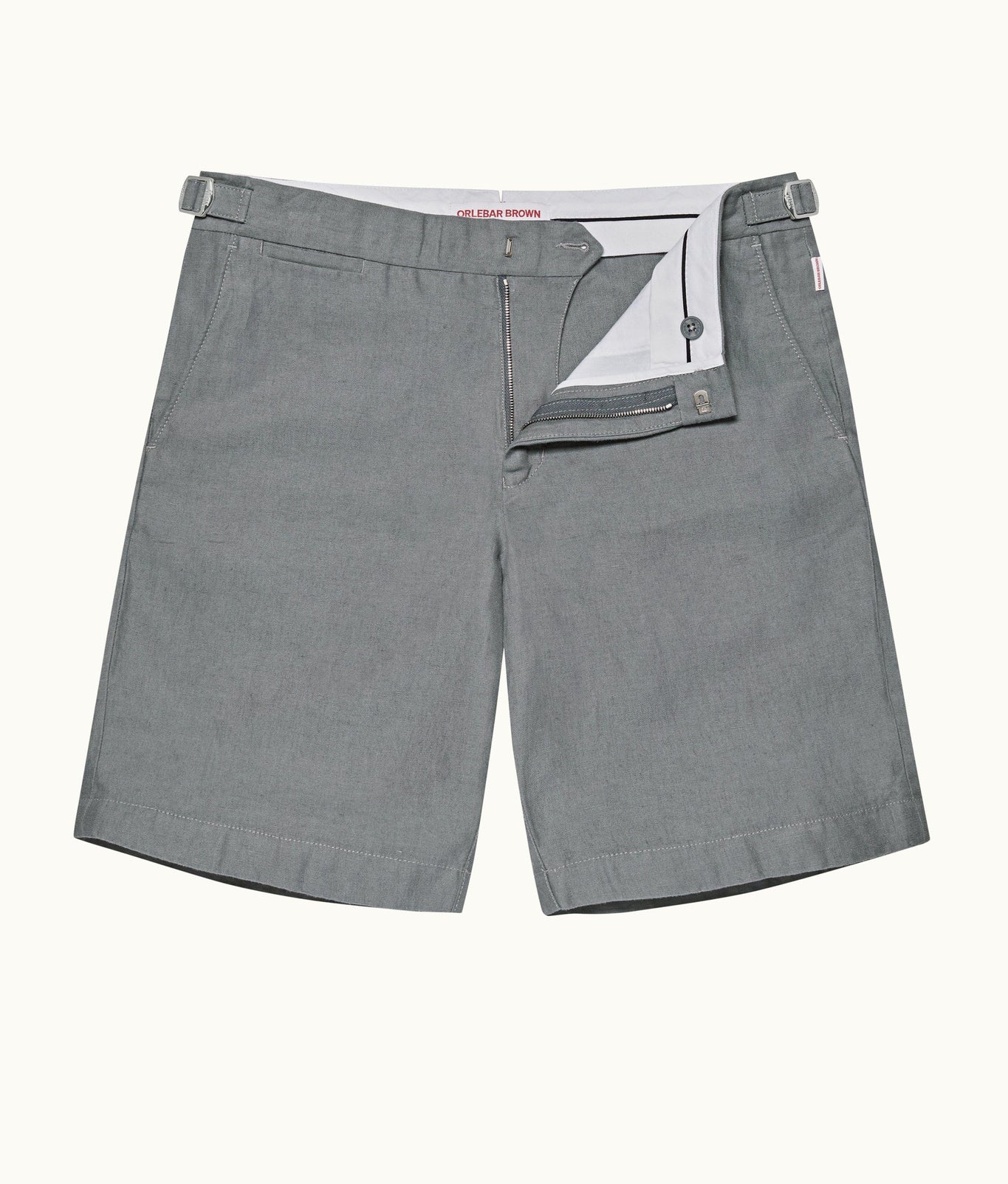 Norwich Linen Tailored Fit Washed Linen Shorts | Granite