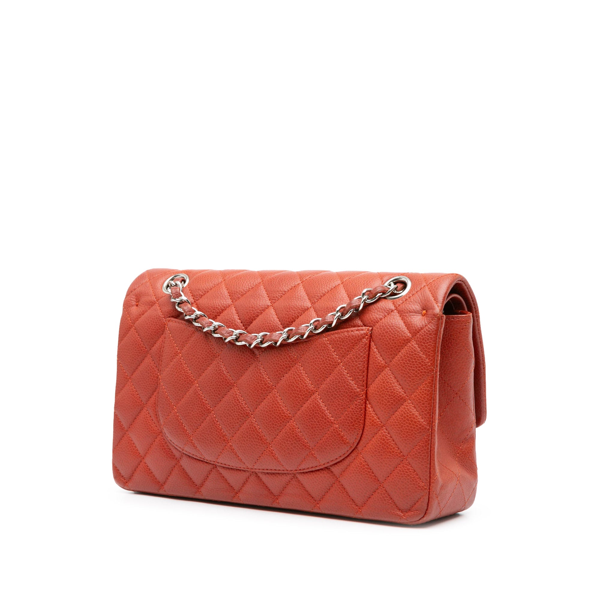 Chanel | Pre-Owned Medium Classic Caviar Double Flap | Orange/Dark Orange