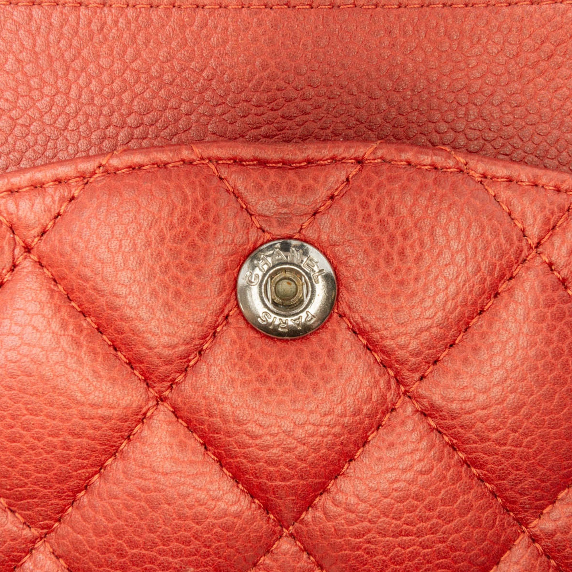 Chanel | Pre-Owned Medium Classic Caviar Double Flap | Orange/Dark Orange