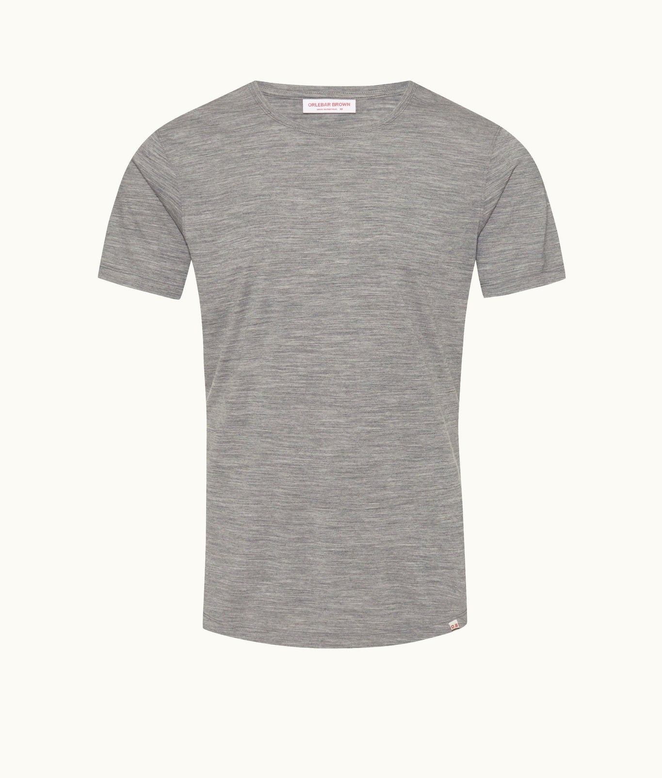 OB-T Merino Black Tailored Fit Crewneck Merino T-Shirt | Grey Melange