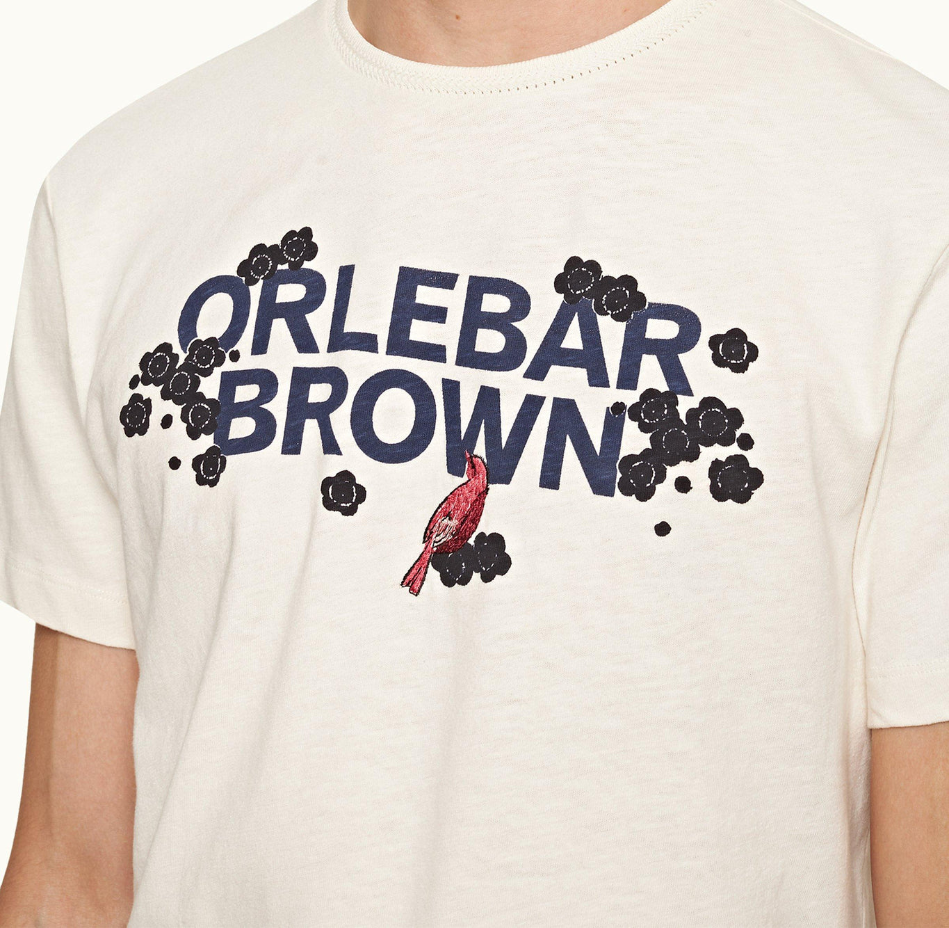 OB Classic Tee Blossom Logo Design Classic Fit Cotton T-Shirt | White Sand/Night Iris