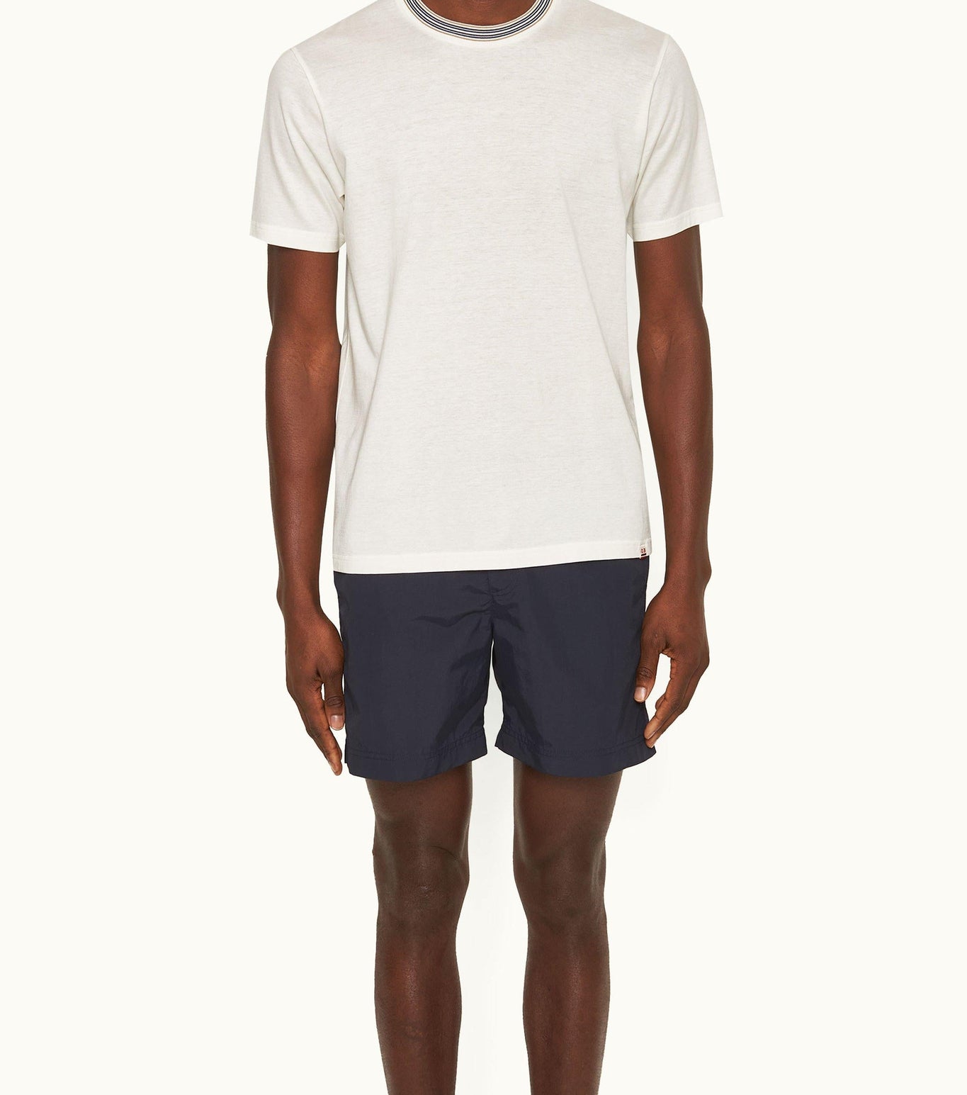 OB Standard Classic Fit Stripe Neckline T-Shirt | White Sand