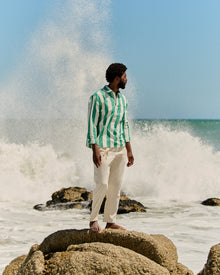 Men | Shanklin Stripe Shirt | Green/White Sand