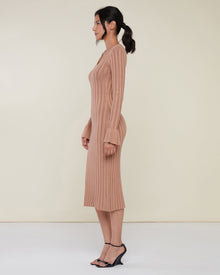 Wide Rib Sweater Dress | Camel