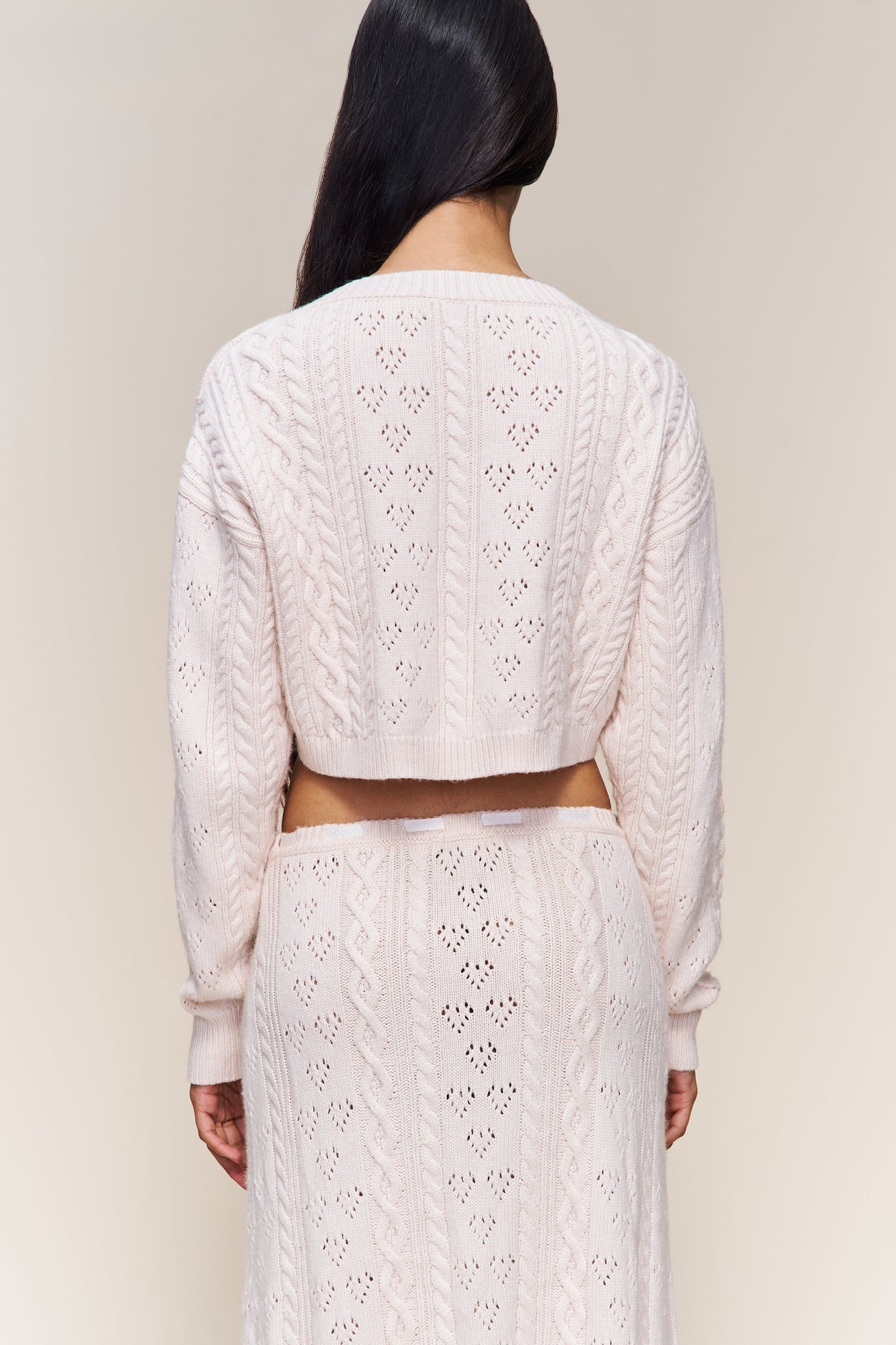 Womens | Noah Wool Cable Crop Cardigan | Snow White