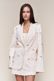 Womens | Embellished Oversized Blazer | Ivory