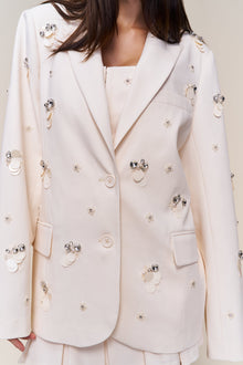 Womens | Embellished Oversized Blazer | Ivory