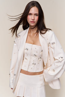Womens | Embellished Oversized Blazer | Ivory