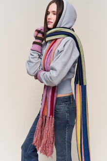 Womens | Knit Scarf | Striped Matcha Green