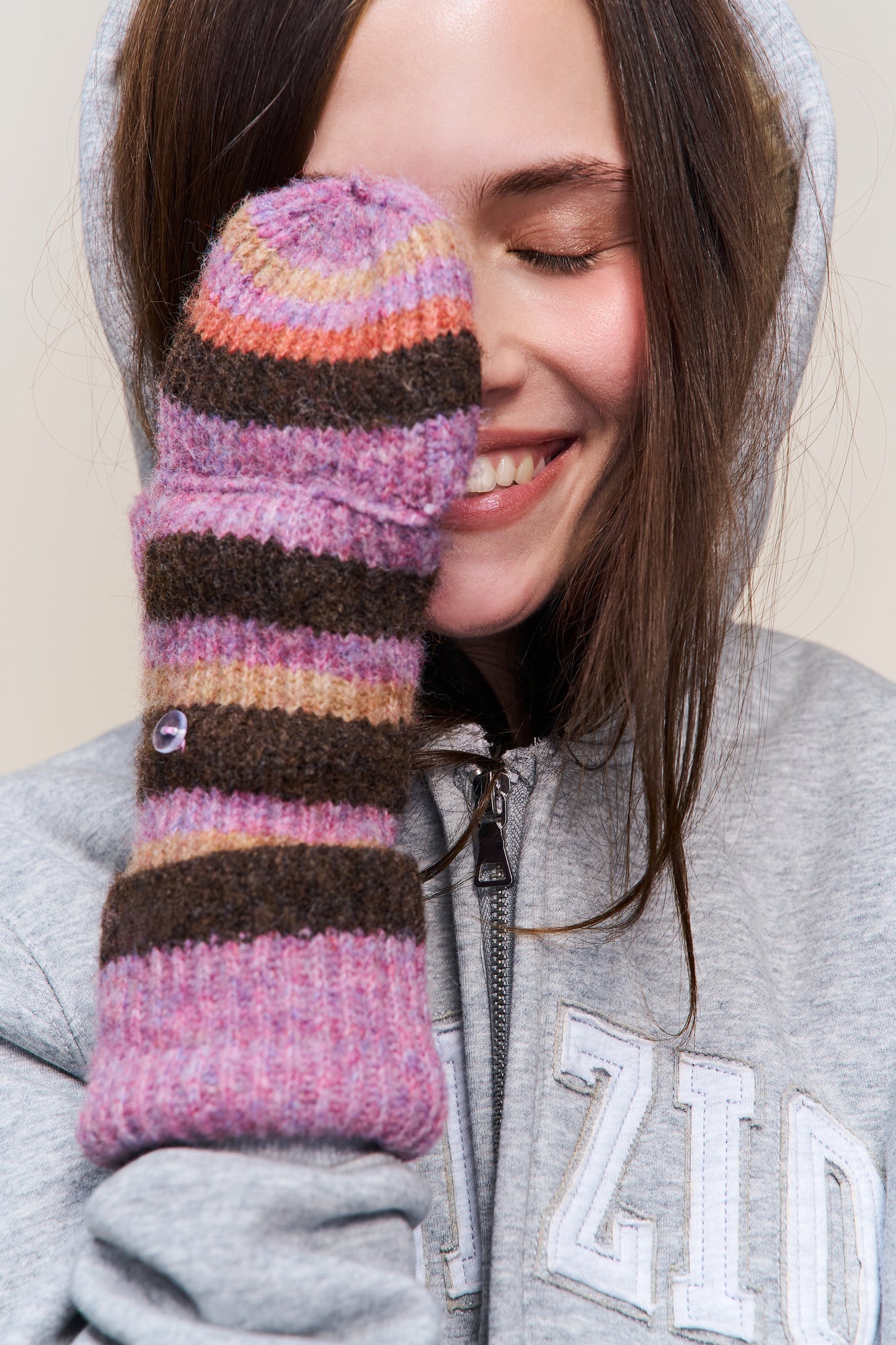 Womens | Knit Mittens | Pink Multi