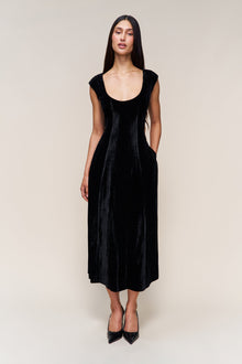 Womens | Leila Velvet Dress | Black