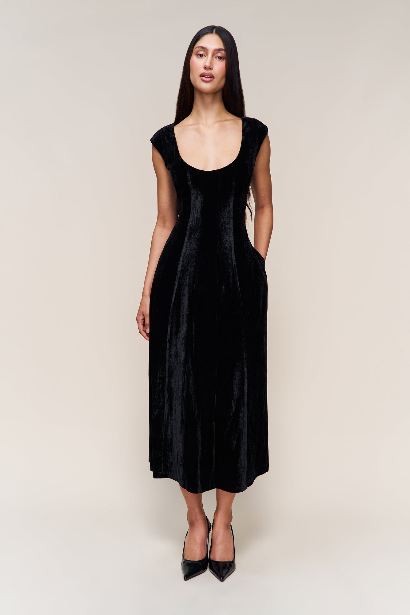 Womens | Leila Velvet Dress | Black