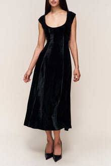 Womens | Leila Velvet Dress | Black