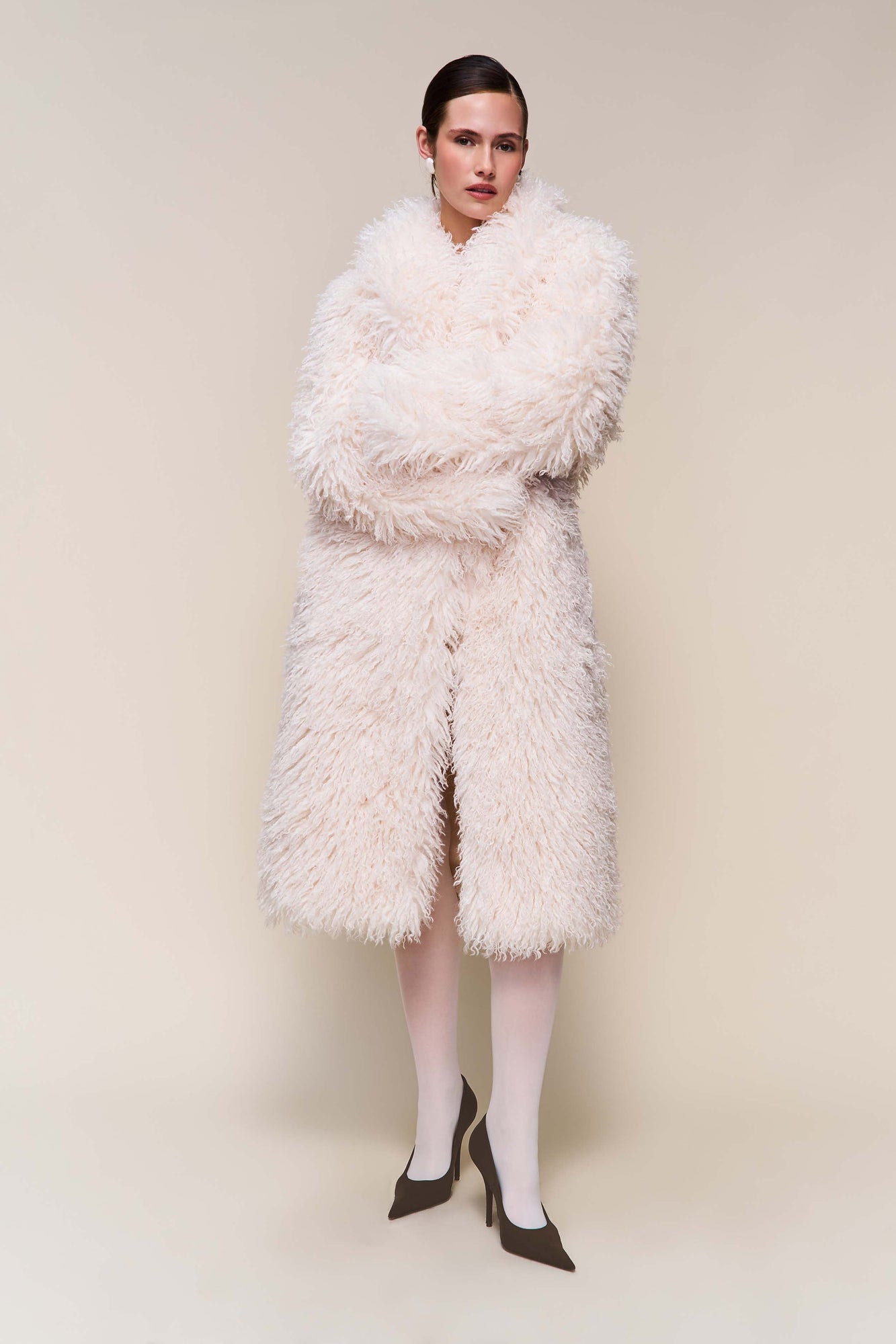 Womens | Puglia Maxi Faux Fur Coat | Ivory