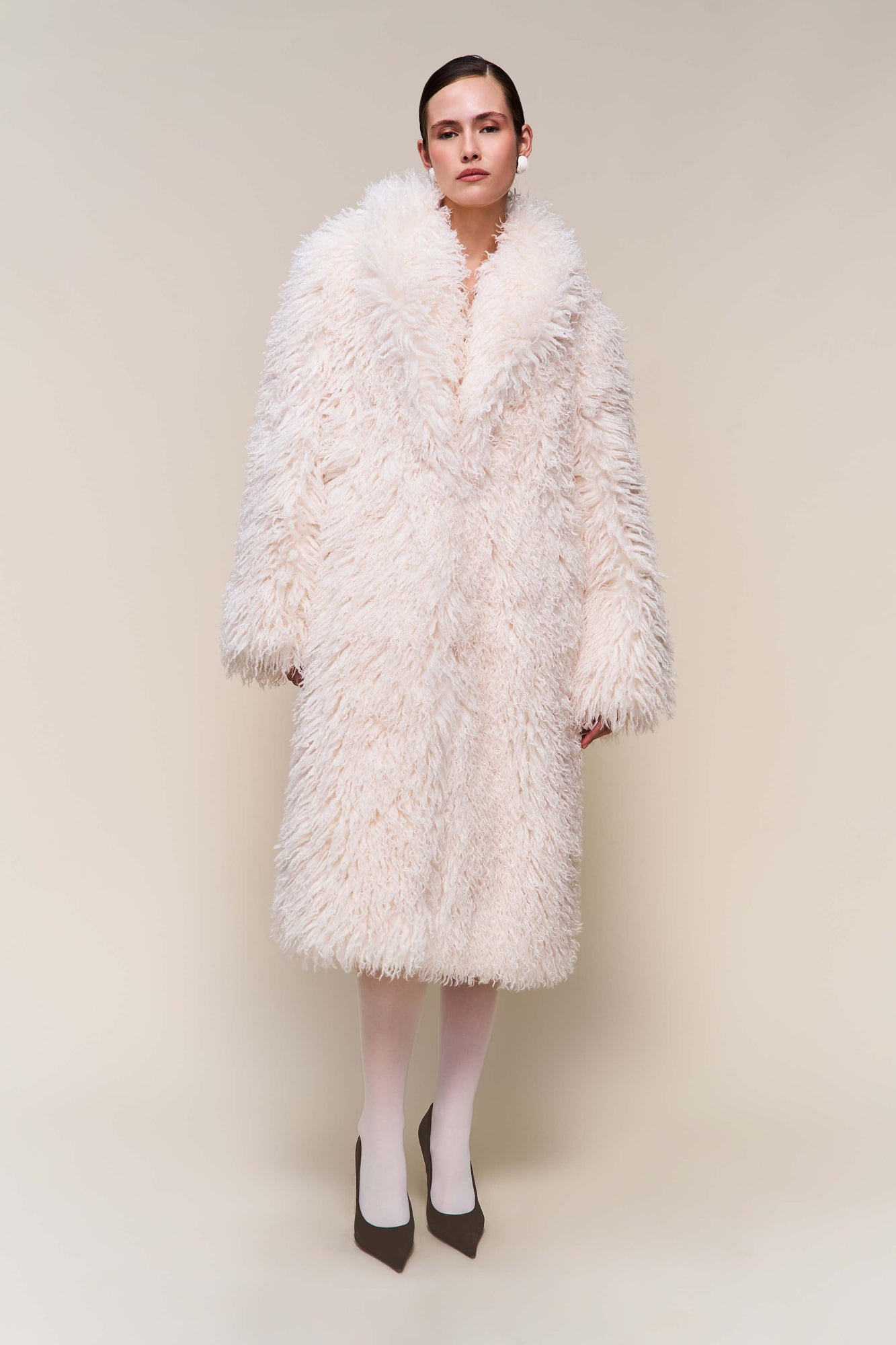 Womens | Puglia Maxi Faux Fur Coat | Ivory