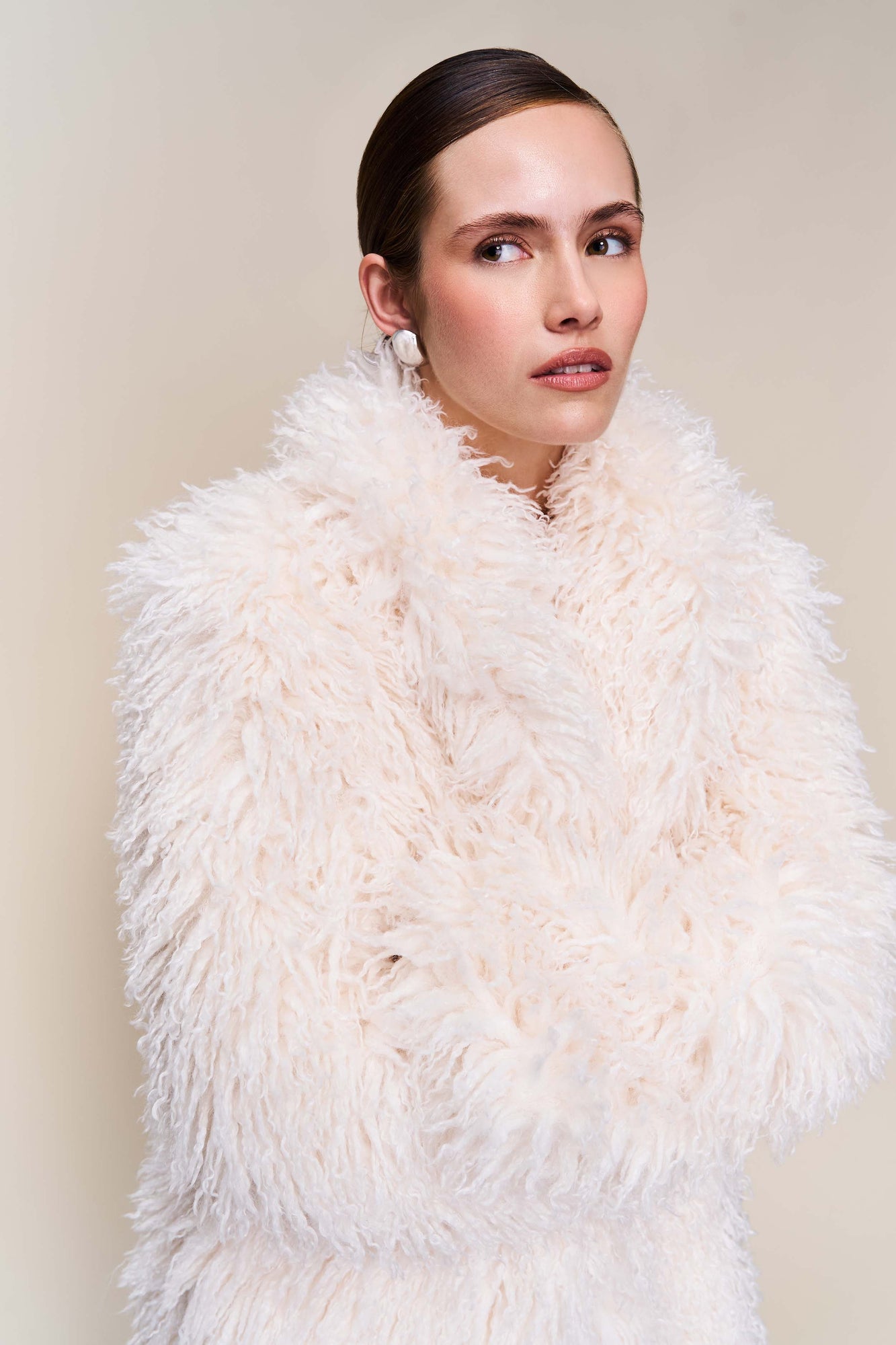 Womens | Puglia Maxi Faux Fur Coat | Ivory