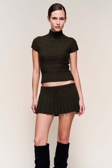 Womens | Vivienne Short Sleeve Turtleneck | Dark Olive