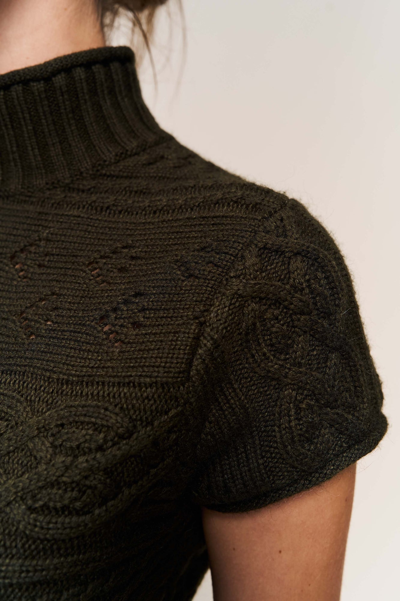 Womens | Vivienne Short Sleeve Turtleneck | Dark Olive