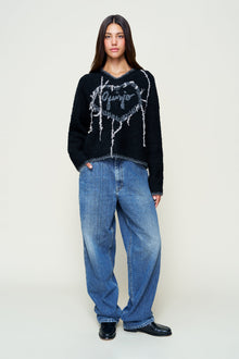 Womens | Guizio Heart Wool Sweater | Black