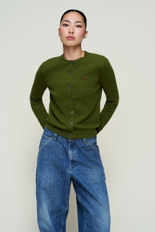 Womens | June Relaxed Wool Cardigan | Matcha Green