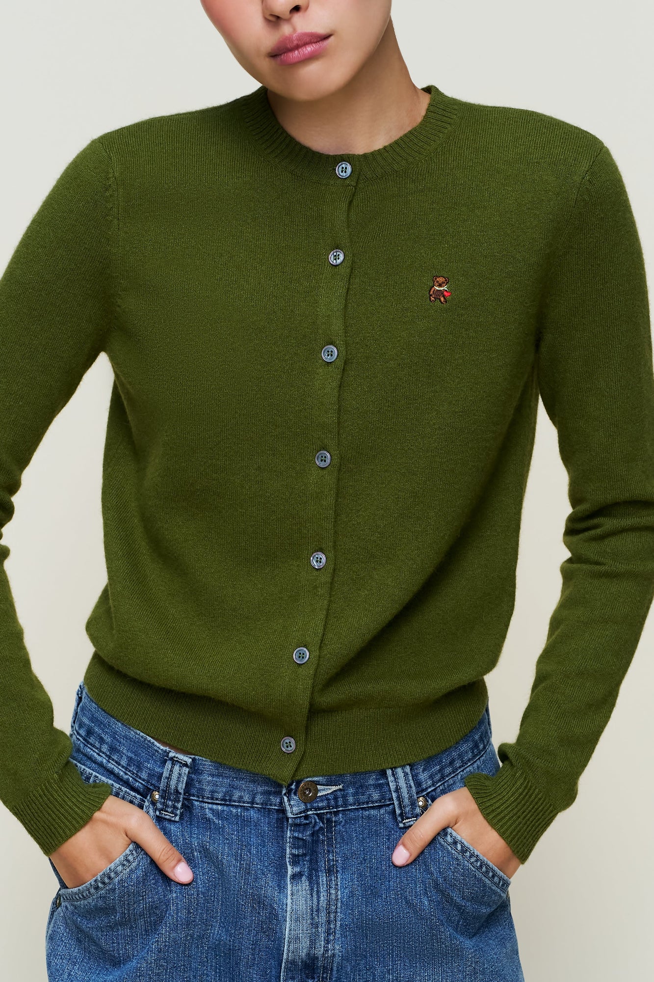 Womens | June Relaxed Wool Cardigan | Matcha Green