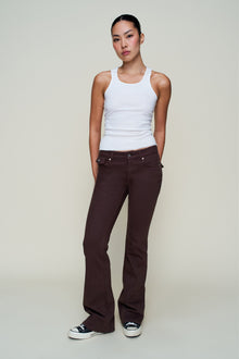 Womens | Low Rise Flare Twill Pant | Chocolate