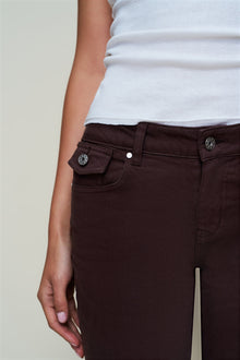 Womens | Low Rise Flare Twill Pant | Chocolate