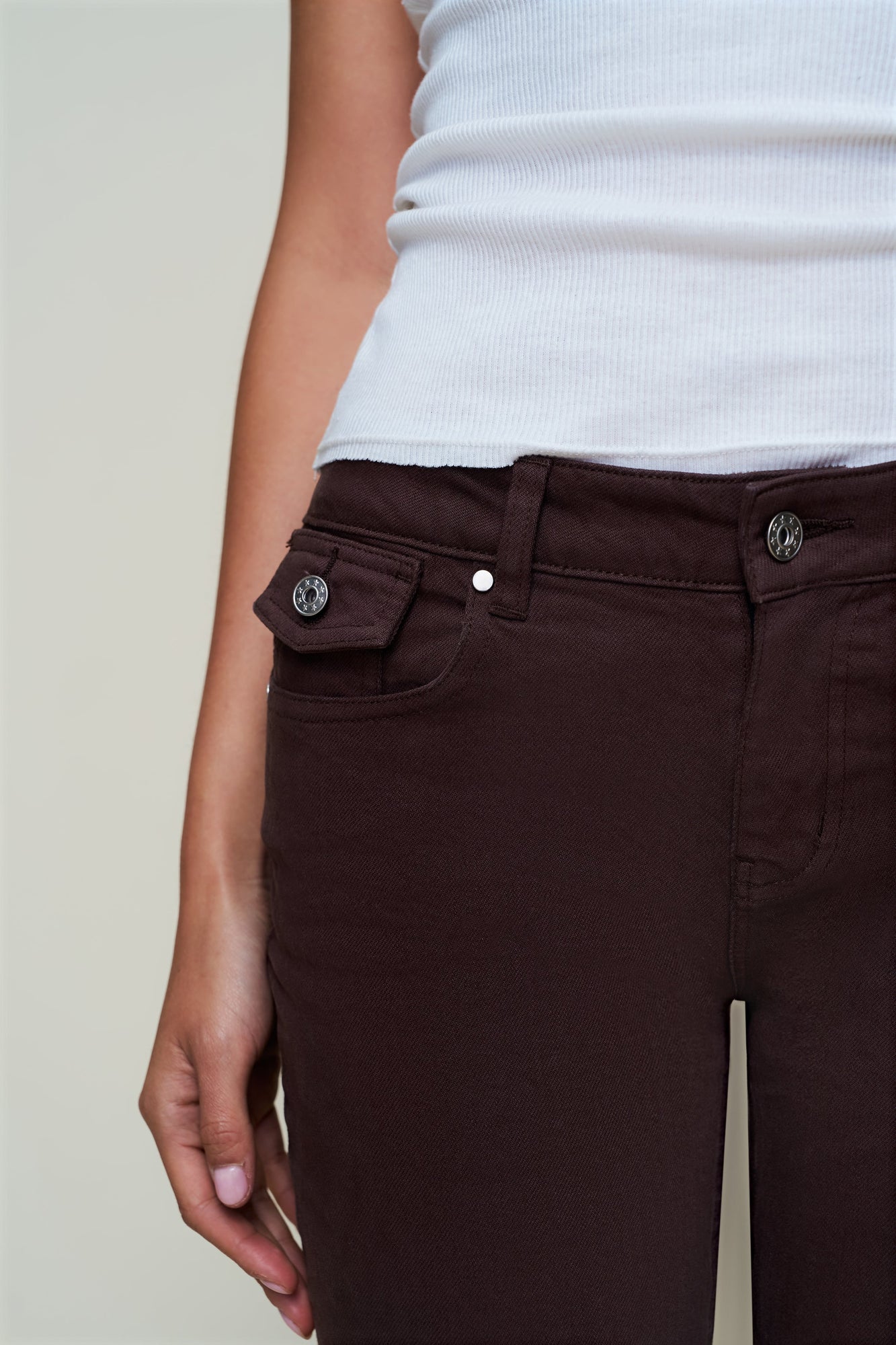 Womens | Low Rise Flare Twill Pant | Chocolate