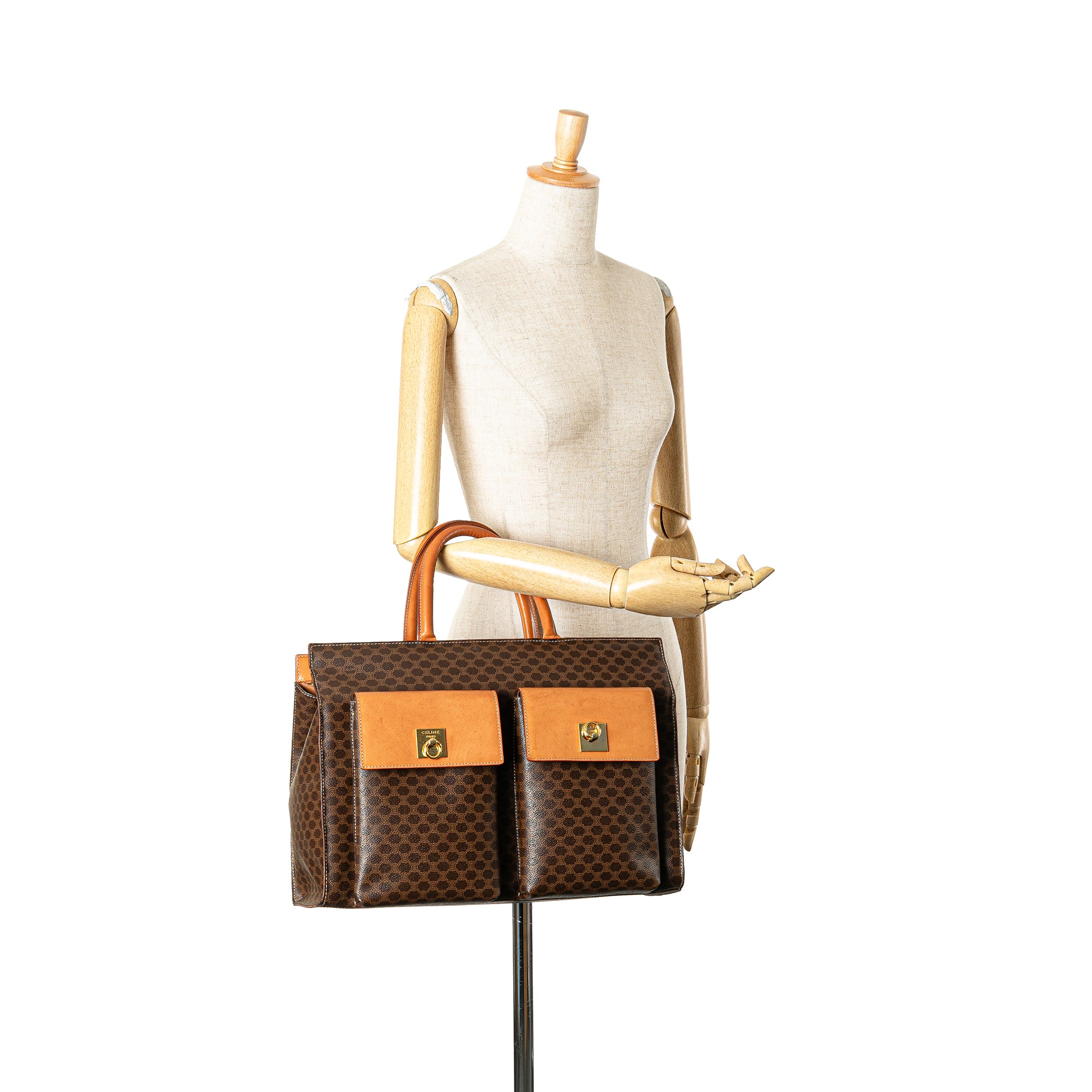 Celine | Pre-Owned Macadam Coated Canvas Handbag | Brown