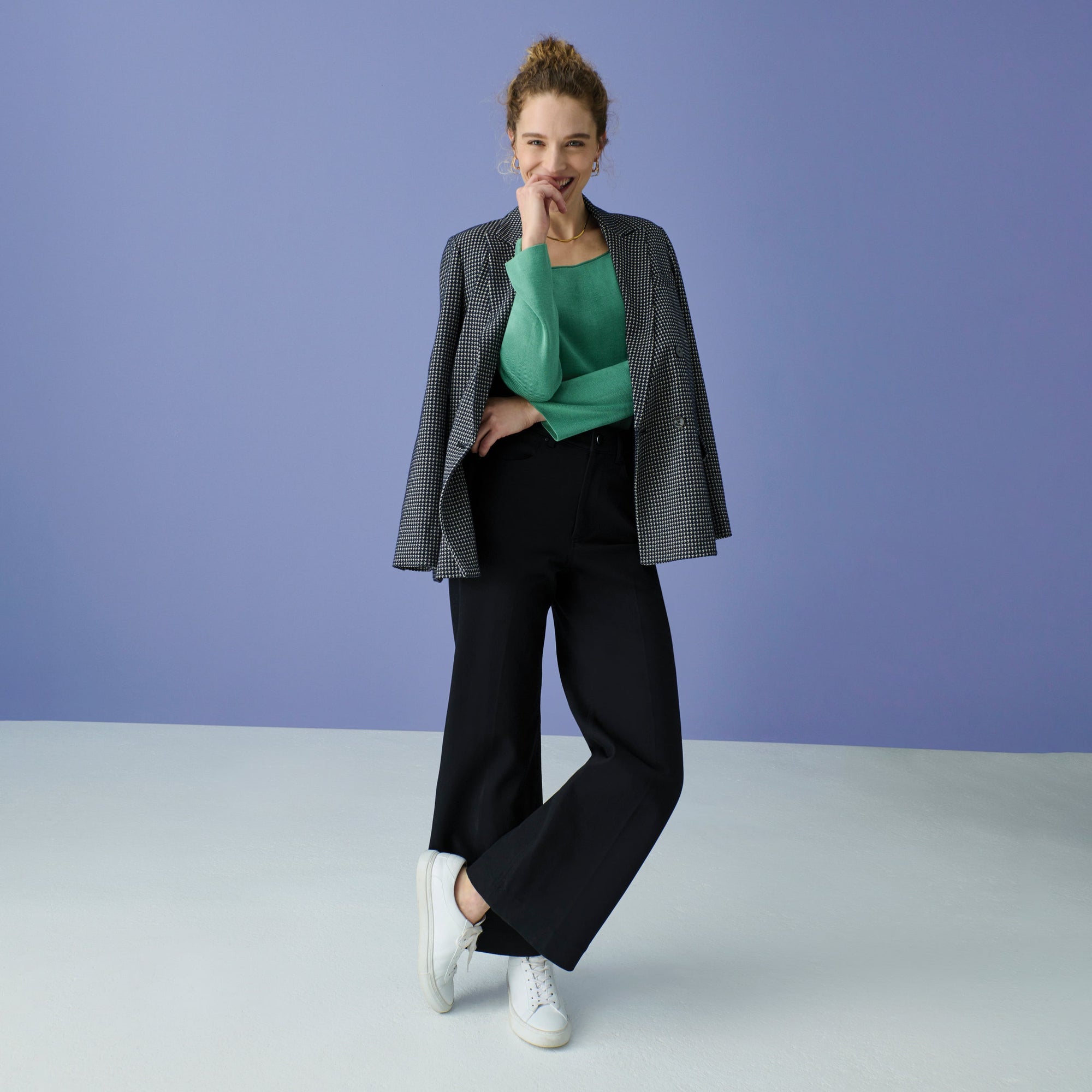 Front image of a woman wearing the Milo Jean in Black | Exclude