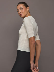 Ona | Ava Short Sleeve Polo | Ivory