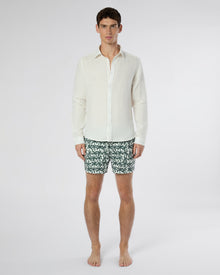 Mens | Charles 4in Swim Trunk | Off White/Dark Olive