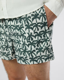Mens | Charles 4in Swim Trunk | Off White/Dark Olive