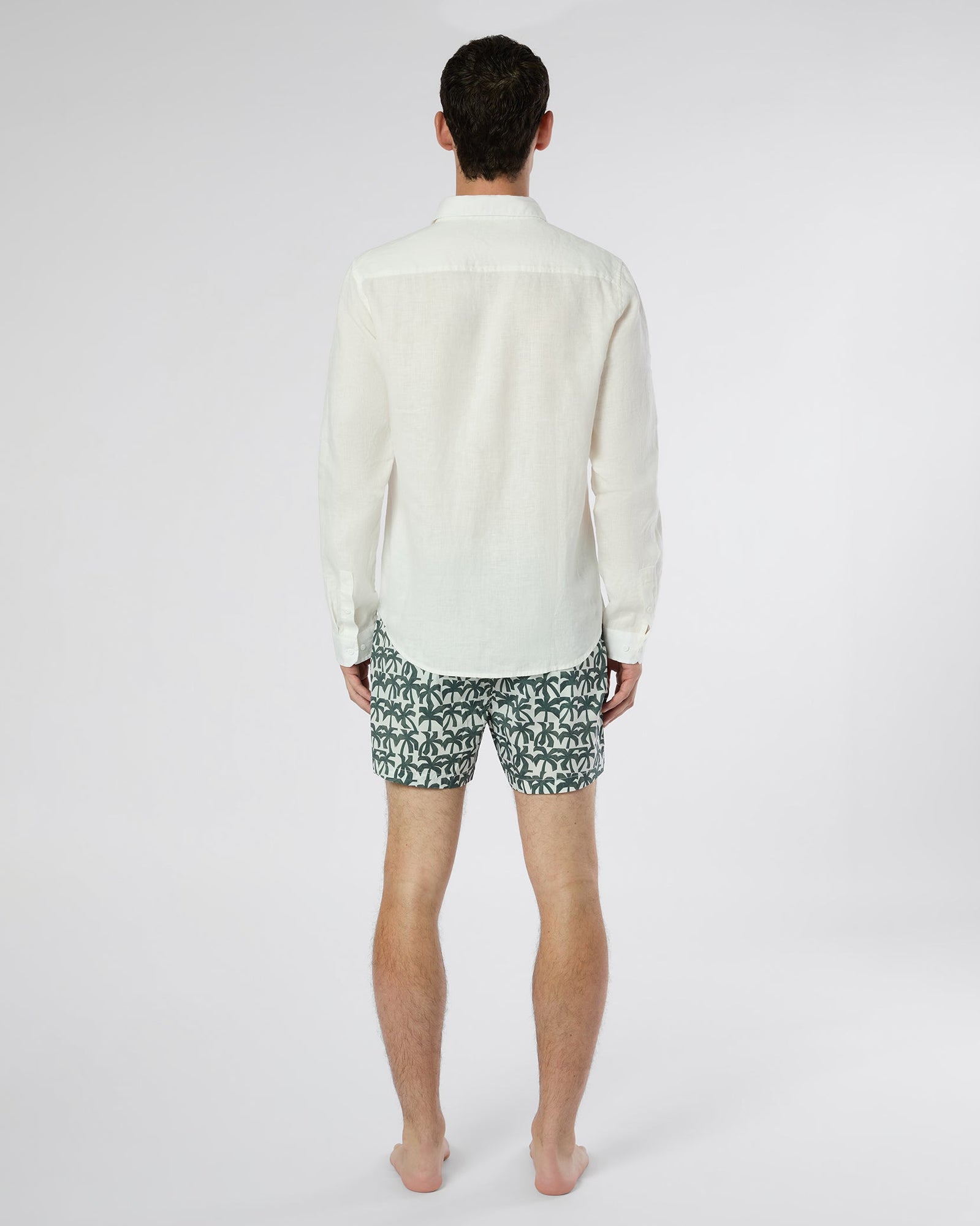 Mens | Charles 4in Swim Trunk | Off White/Dark Olive