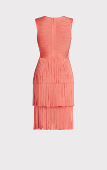 V Neck Fringed Midi Dress | Deep Sea Coral