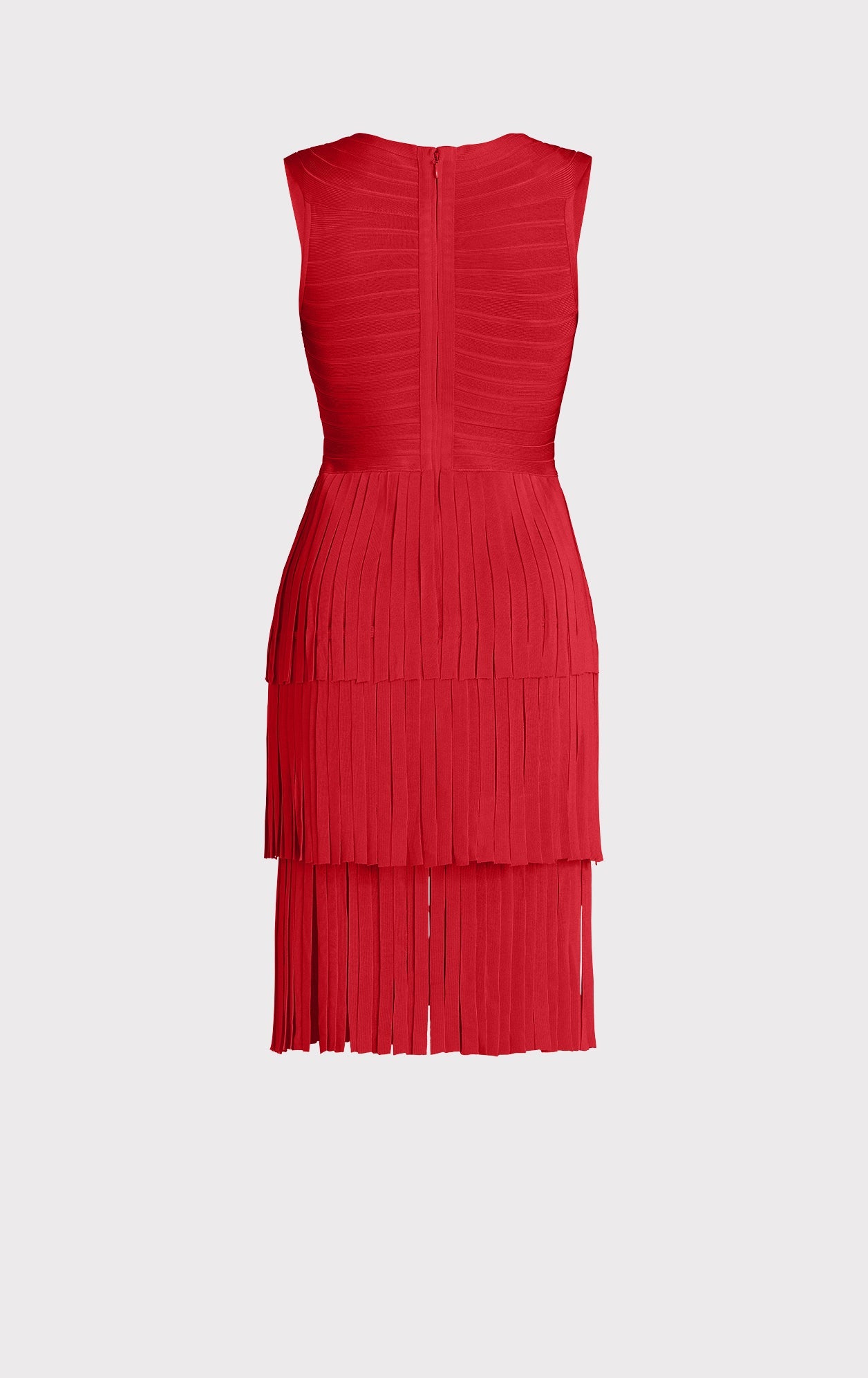 V Neck Fringed Midi Dress | Lipstick Red